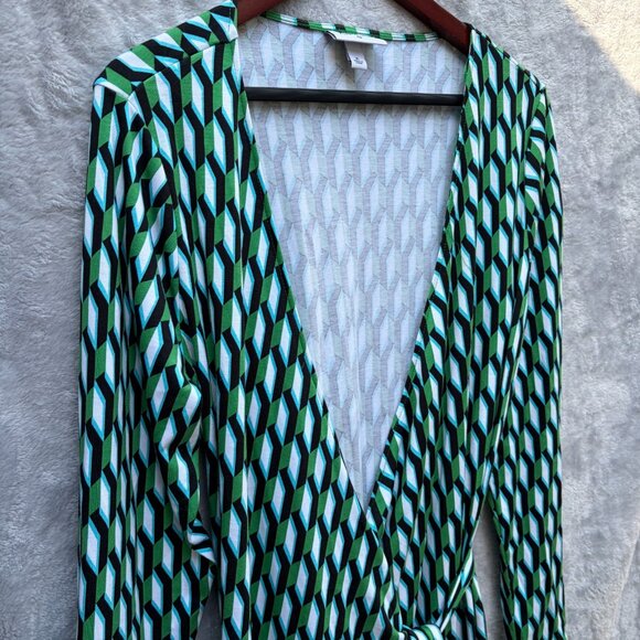 Diane Von Furstenberg x Target XL Green Wrap Dress Knit Midi Long Sleeve - Picture 4 of 11